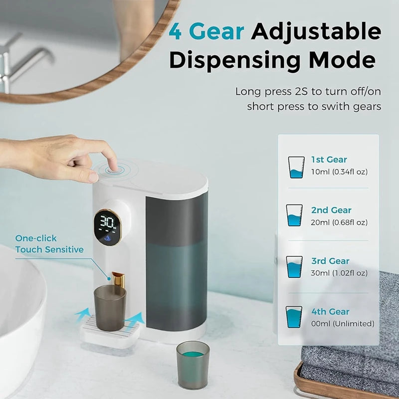 Automatic Mouthwash Dispenser For Bathroom With 2 Cups 4 Levels And LED Screen Electric Smart Mouthwash Dispenser