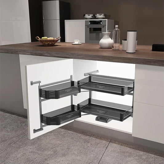 Offene Tür Typ schwarz Kristall Bodens chrank verbunden Zug korb Aluminium legierung Küchen schrank Lagerung eingebautes Lager regal