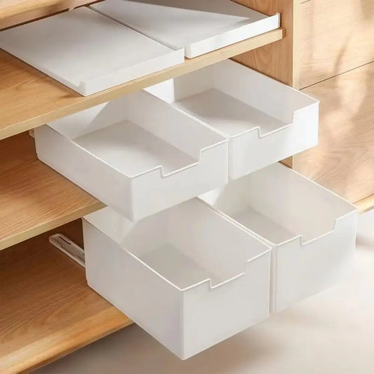 Portable Pull Out Cabinet Drawer Organizer Slide Out Plastic Storage Shelves Space Saving Storage Rack