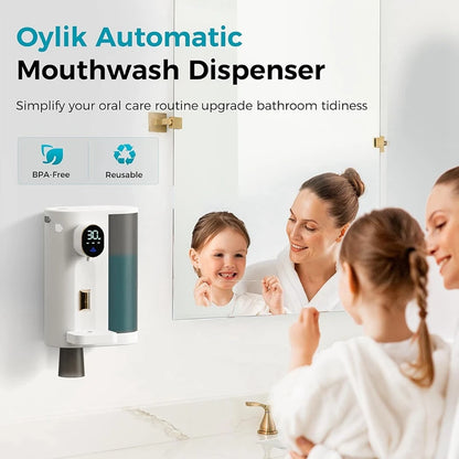 Automatic Mouthwash Dispenser For Bathroom With 2 Cups 4 Levels And LED Screen Electric Smart Mouthwash Dispenser