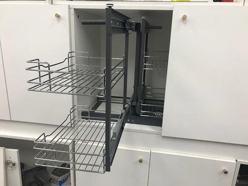 Cabinet corner pull basket all pull out little monster kitchen tempered glass seasoning basket dish basket drawer storage rack